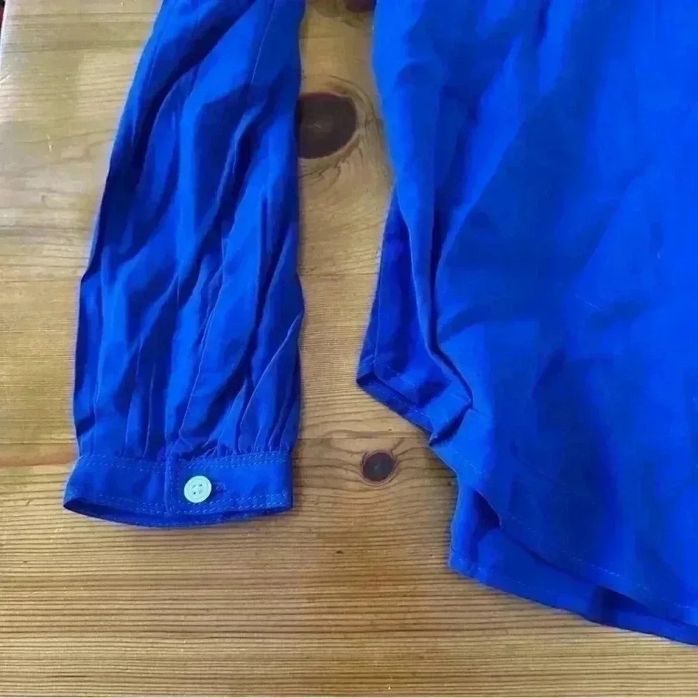 NWT LOFT XS Petites top pleated royal blue - Picture 6 of 9